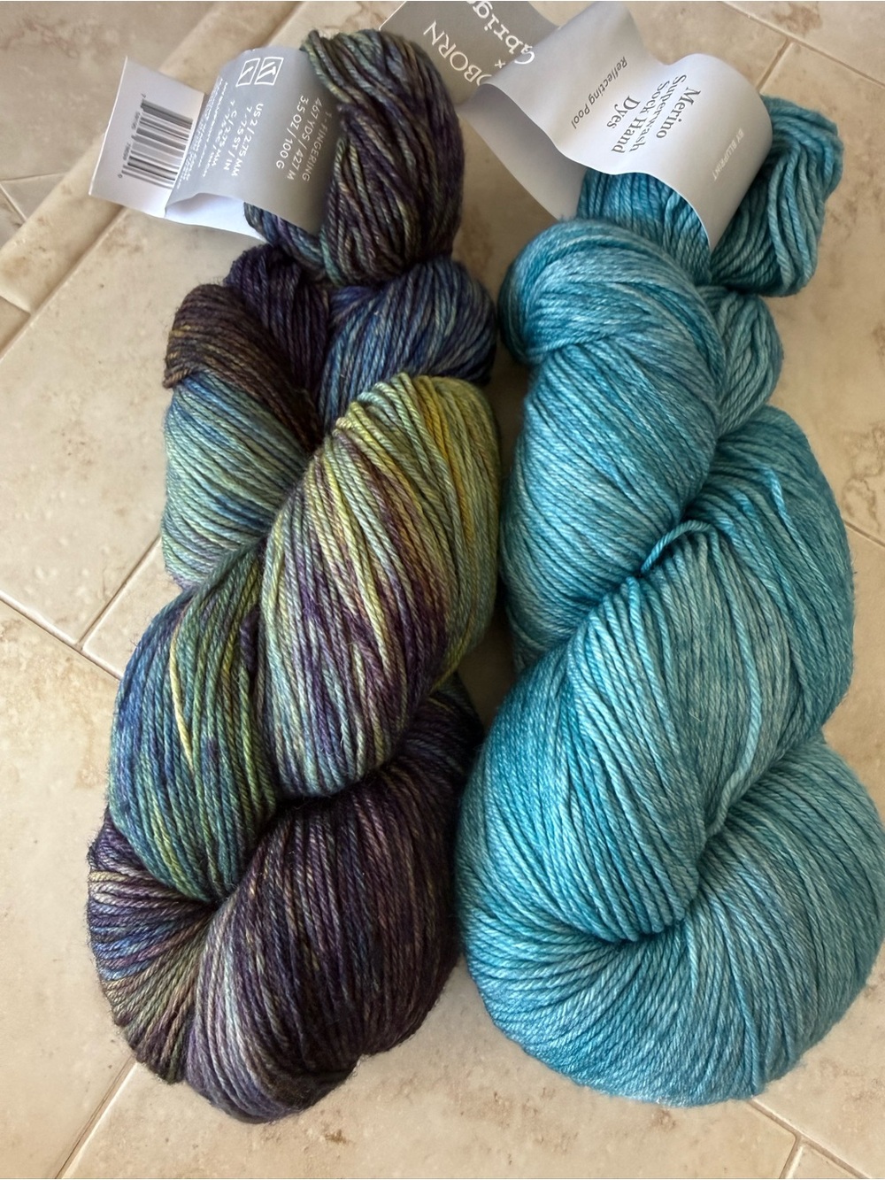 Cloudborn Malabrigo Merino Superwash Sock Yarn - Teal & Multicolor 2 Hanks - Picture 7 of 11